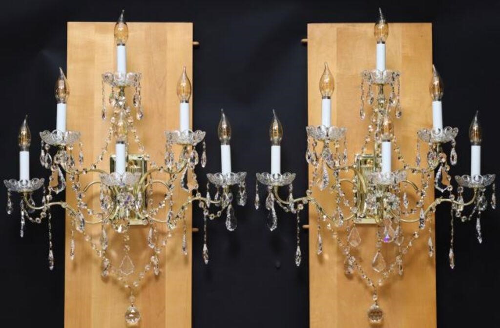(2) SCHONBEK CRYSTAL SIX-LIGHT WALL