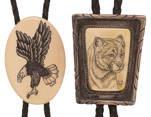 (2) SCRIMSHAW MOUNTAIN LION &AMP;