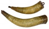 (2) SCRIMSHAW POWDER HORNS IDE