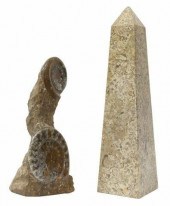 (2) SCULPTURES: AMMONITE FOSSI