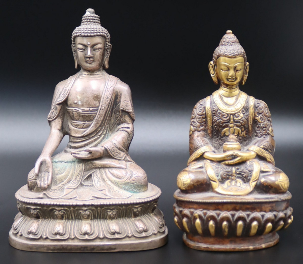 (2) SEATED BUDDHAS ON LOTUS