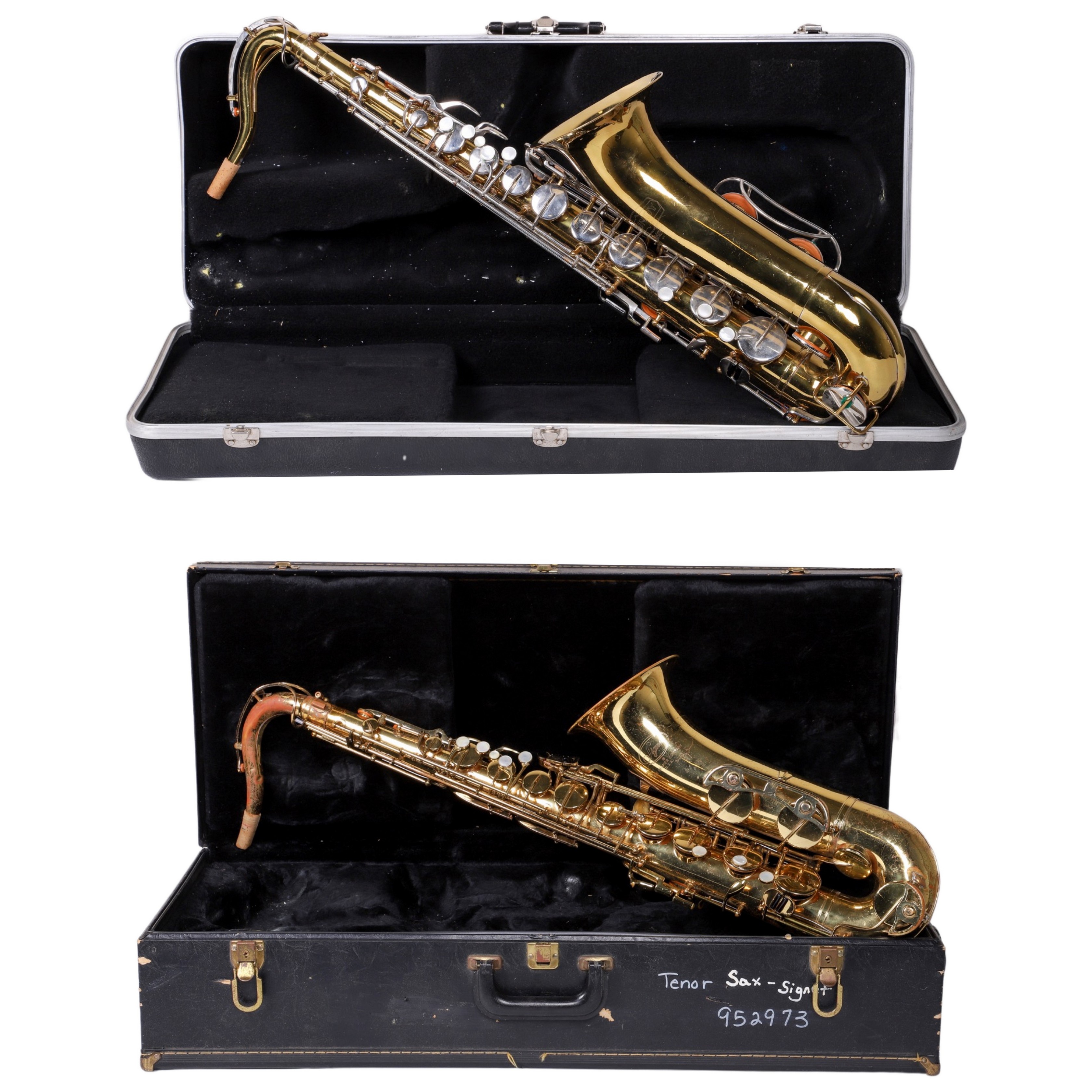 (2) Selmer tenor saxophones,