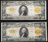 (2) SERIES 1922 $20 GOLD CERTI
