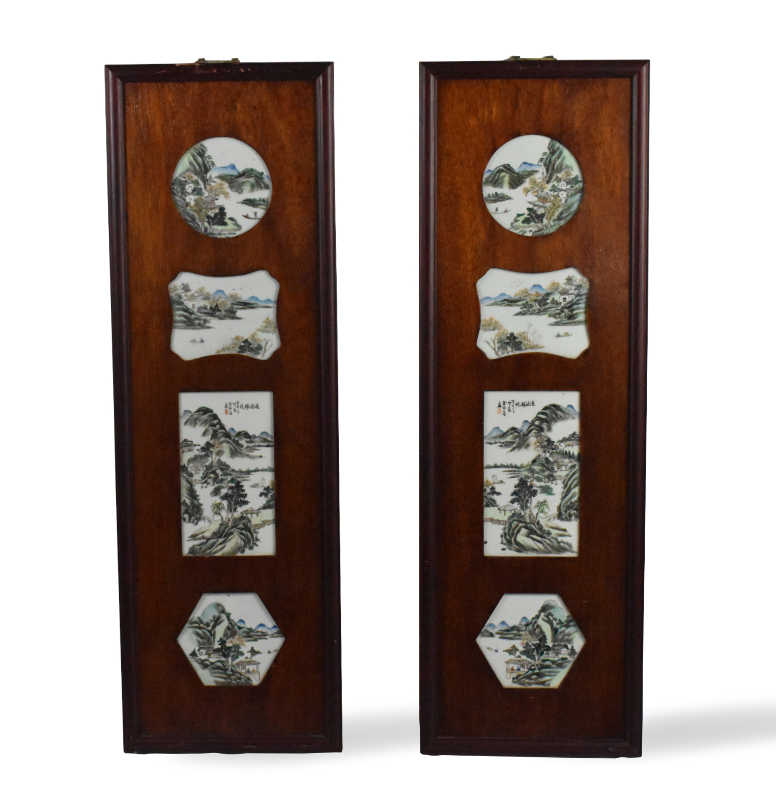 2 SETS FRAMED QIANJIANG ENAMELED