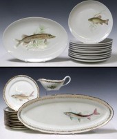 (2 SETS) FRENCH PORCELAIN FISH