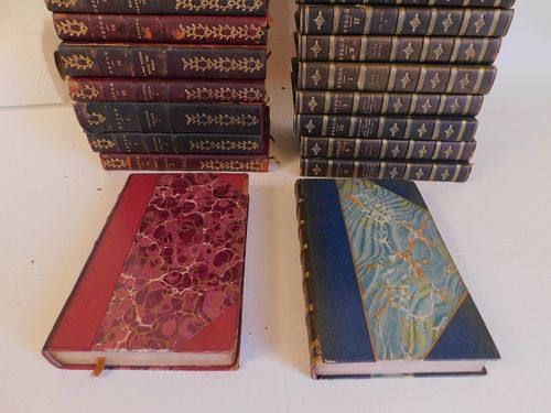 2 SETS LEATHER BOOKS: DEFOE &