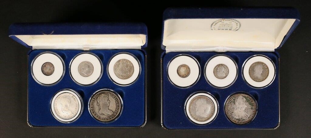 2 SETS OF SPANISH COLONIAL REALES
