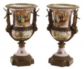 (2) SEVRES STYLE BRONZE-MOUNTE