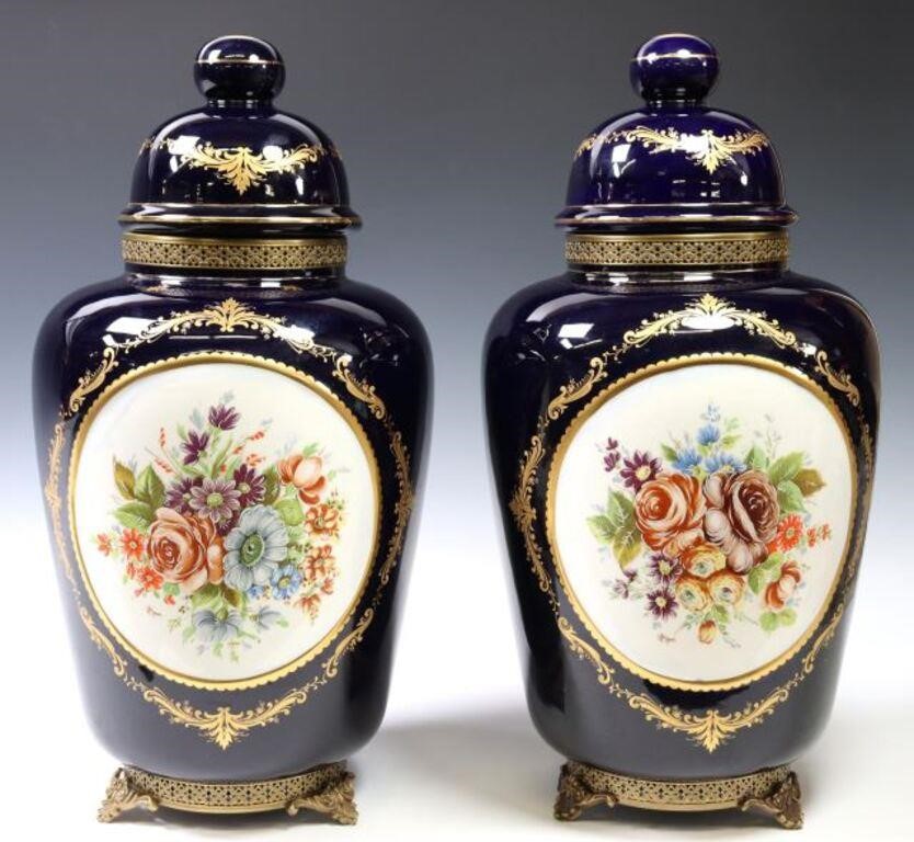 (2) SEVRES STYLE GILT PORCELAIN