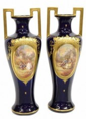 (2) SEVRES STYLE HAND-PAINTED