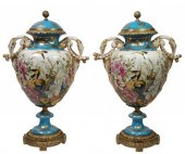 (2) SEVRES STYLE ORMOLU MOUNTE