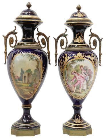 (2) SEVRES STYLE ORMOLU-MOUNTED
