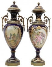 (2) SEVRES STYLE ORMOLU-MOUNTE