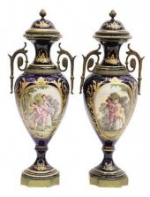 (2) SEVRES STYLE ORMOLU-MOUNTE
