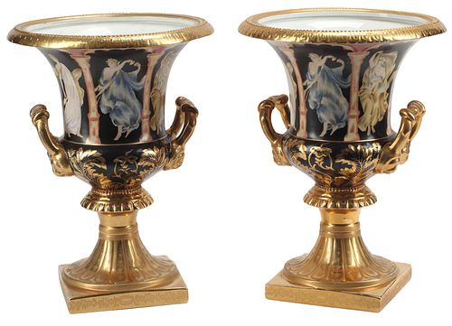 (2) SEVRES STYLE PARCEL-GILT