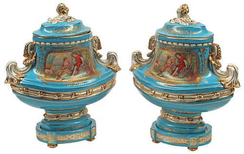 (2) SEVRES STYLE PARCEL-GILT