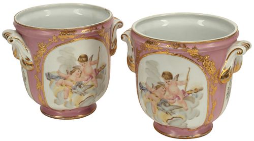 (2) SEVRES-STYLE PARCEL-GILT