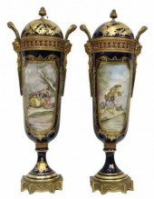 (2) SEVRES STYLE PORCELAIN CAS
