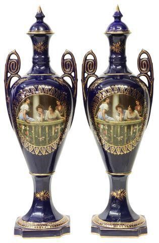 (2) SEVRES STYLE PORCELAIN LIDDED