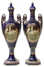 (2) SEVRES STYLE PORCELAIN LID