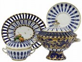 (2) SEVRES STYLE RETICULATED T