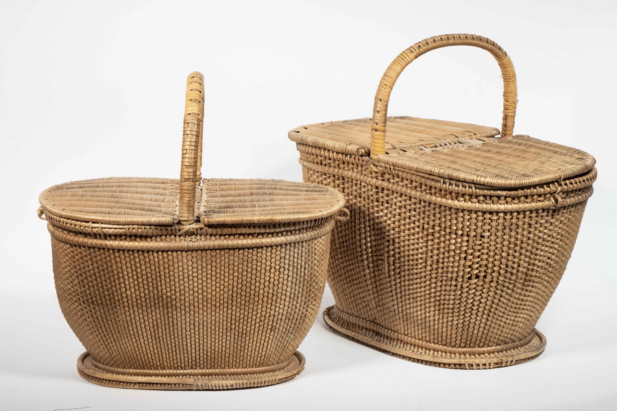 (2) SHAKER WOVEN WILLOW LIDDED