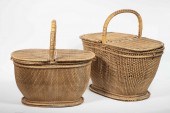 (2) SHAKER WOVEN WILLOW LIDDED