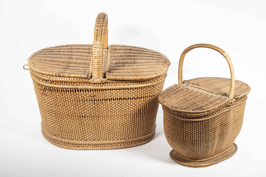 (2) SHAKER WOVEN WILLOW LIDDED