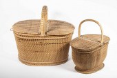 (2) SHAKER WOVEN WILLOW LIDDED