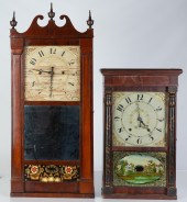 (2) SHELF CLOCKS Left - Mahoga