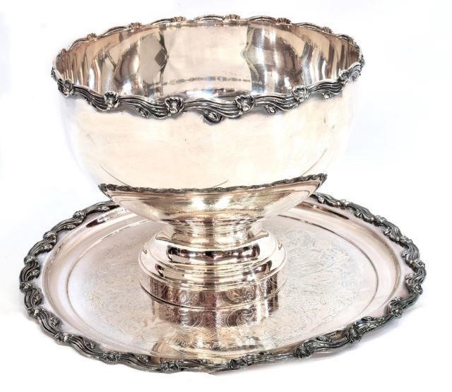 (2) SHERIDAN SILVERPLATE PUNCH BOWL