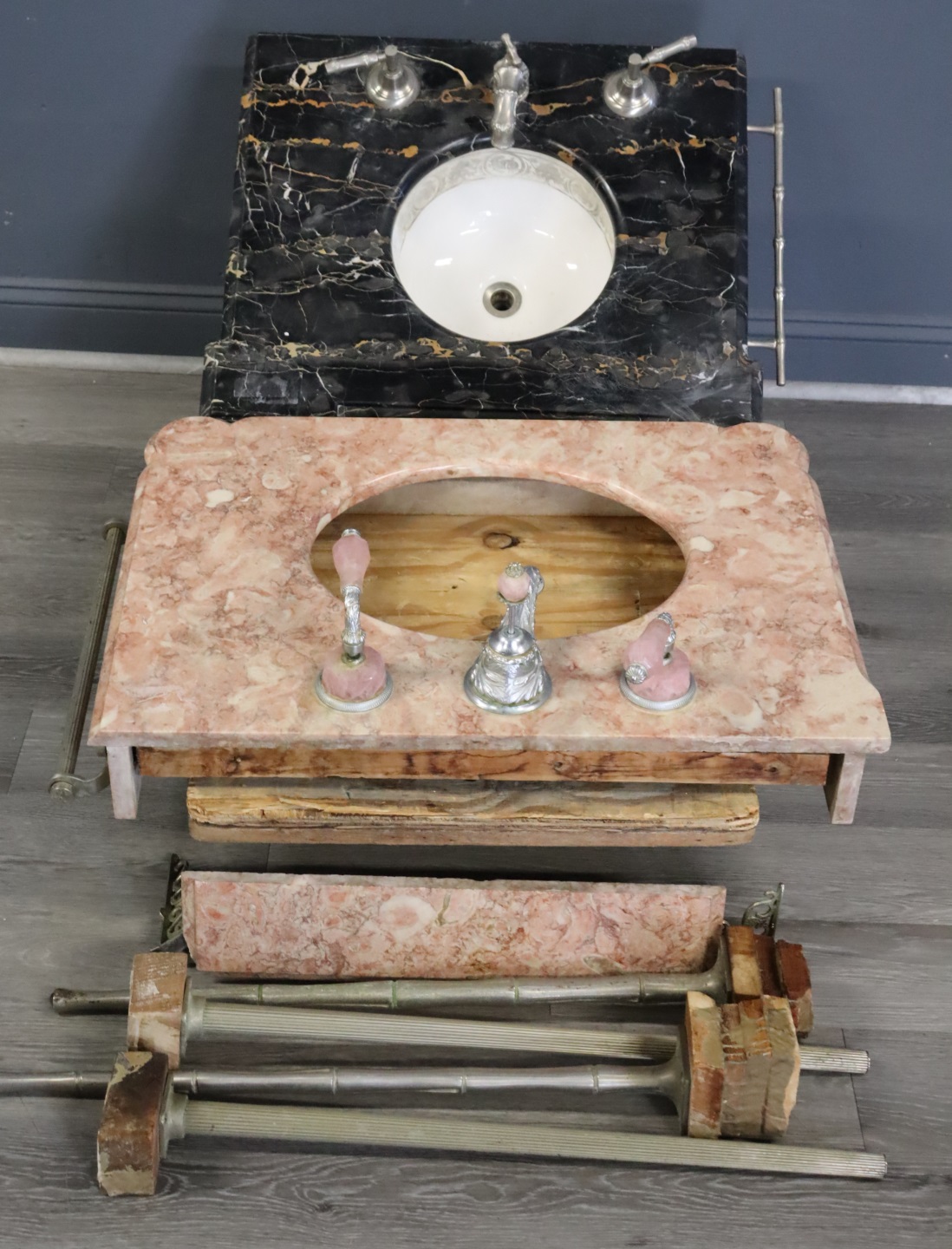 2 SHERYL WAGNER MARBLE SINKS.