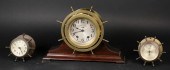 2 SHIP'S WHEEL CLOCKS AND BARO