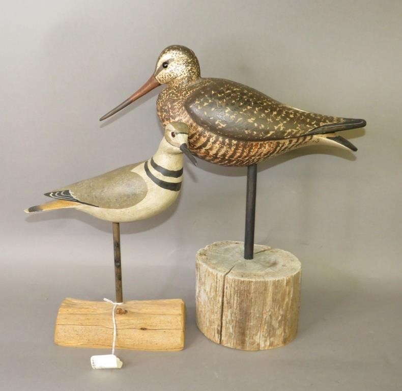 2 SHOREBIRDS CARVINGSca. late