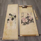 (2) SIGNED ASIAN FLORAL DECORA