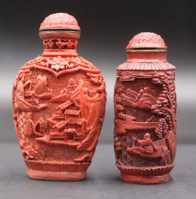 (2) SIGNED CHINESE CINNABAR
