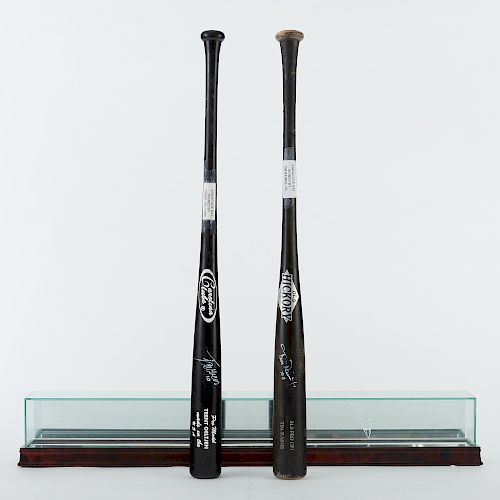 2 SIGNED GAME USED BASEBALL BATS