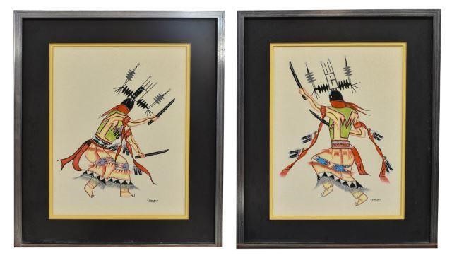 (2) SIGNED KIOWA DANCER