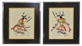 (2) SIGNED KIOWA DANCER WATERC