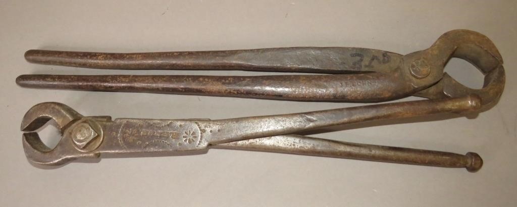 2 SIGNED NAIL PINCERSca. mid 19th