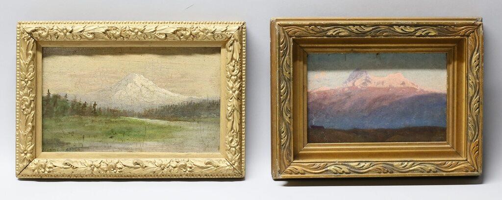 2 SIGNED OIL ON BOARD MOUNTAIN
