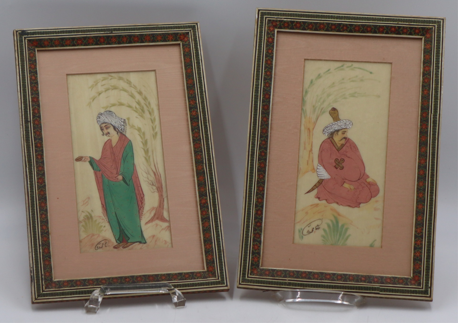 (2) SIGNED PERSIAN MINIATURES OF