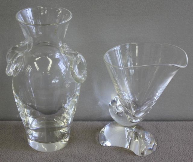 2 Signed Steuben Vases.From a