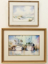 2 SIGNED WATERCOLORS OF COASTA