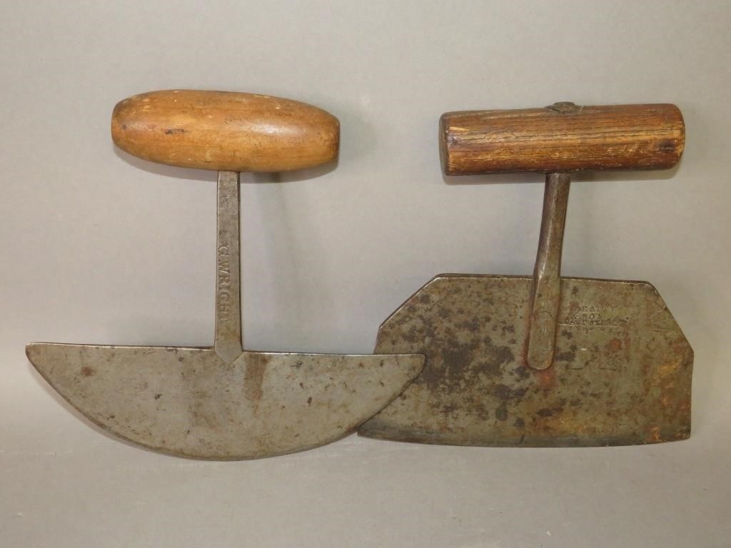 2 SIGNED WROUGHT IRON MINCING