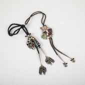 2 SIGNED ZUNI SILVER AND MULTI