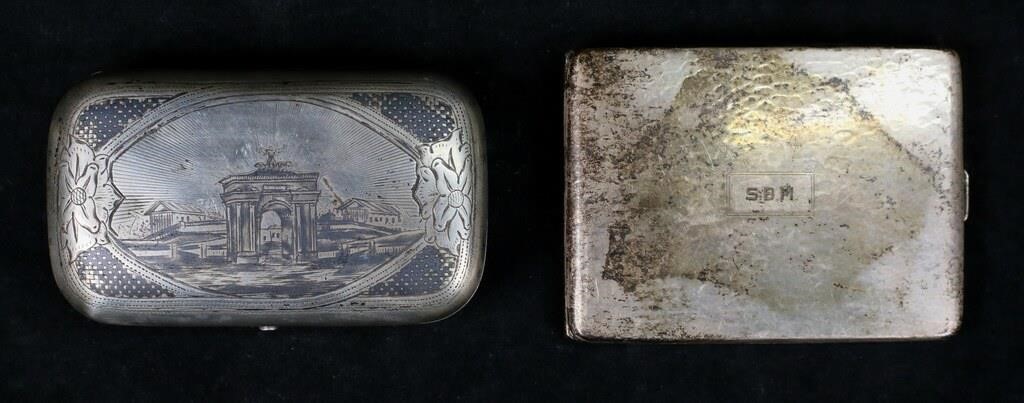 2 SILVER CIGARETTE CASES RUSSIAN 84