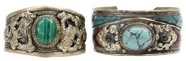 (2) SILVER CUFF BRACELETS,