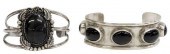 (2) SILVER CUFF BRACELETS (ONE