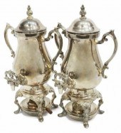 (2) SILVER PLATE HOT WATER COF